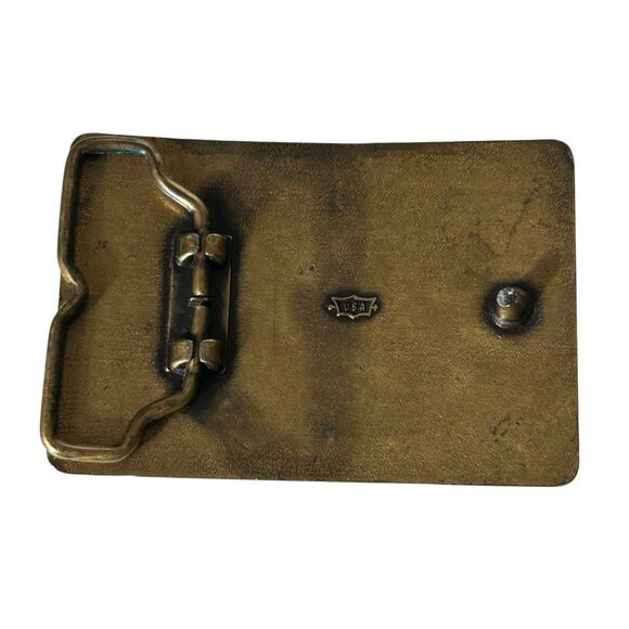 Vintage Electric Power Lineman in Snowshoes‎ Snow Storm Brass Belt Buckle 1970's - Picture 5 of 8